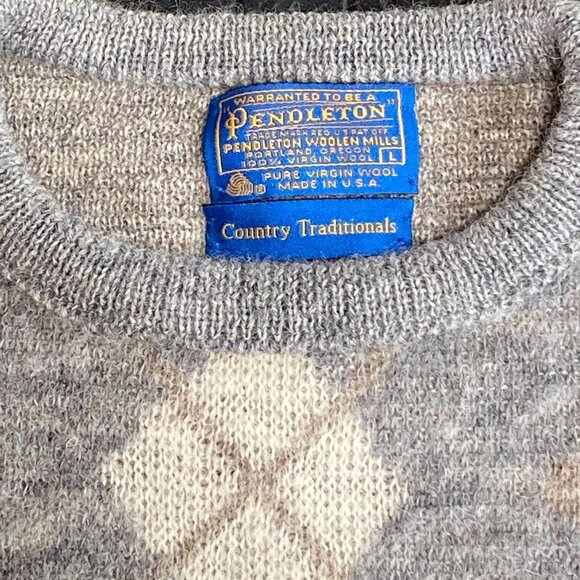 Pendleton Country Traditionals 100% Virgin Wool Argyle Sweater - Vintage - Picture 2 of 14